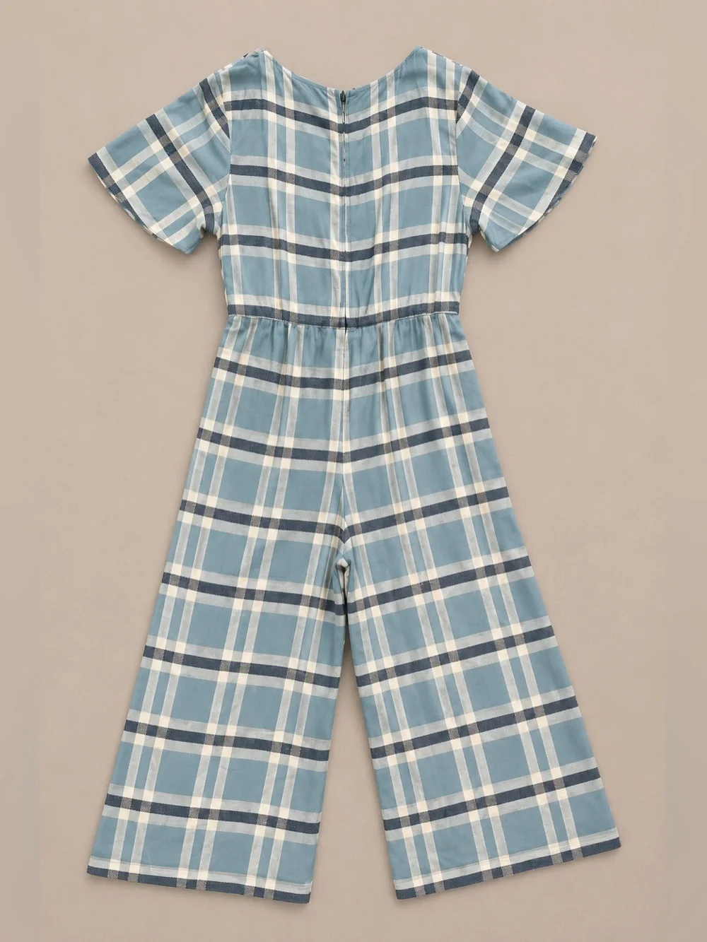 Wild Fable Blue Plaid Wide Leg Jumpsuit Medium Boho Cottagecore - Picture 3 of 9